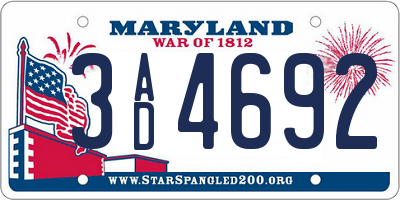 MD license plate 3AD4692
