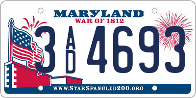 MD license plate 3AD4693