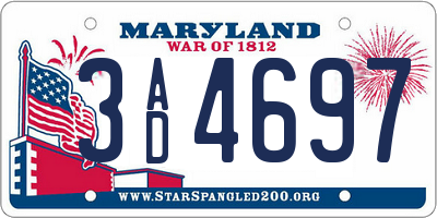 MD license plate 3AD4697