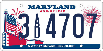 MD license plate 3AD4707