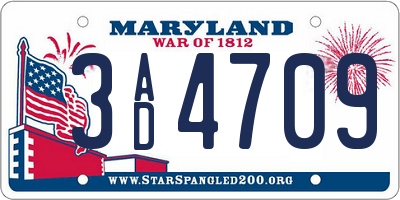 MD license plate 3AD4709