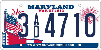 MD license plate 3AD4710