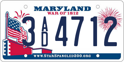 MD license plate 3AD4712