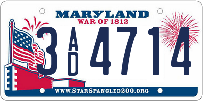 MD license plate 3AD4714