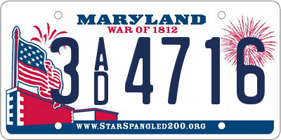 MD license plate 3AD4716