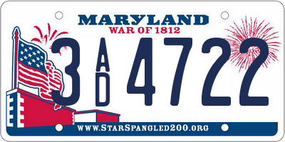 MD license plate 3AD4722