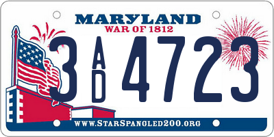 MD license plate 3AD4723