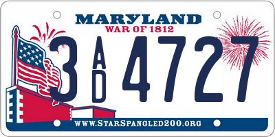 MD license plate 3AD4727