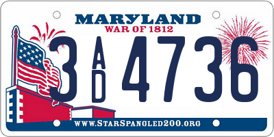 MD license plate 3AD4736