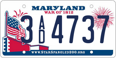 MD license plate 3AD4737