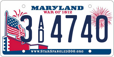 MD license plate 3AD4740