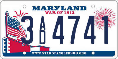 MD license plate 3AD4741