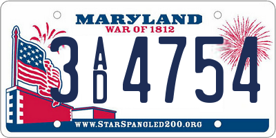 MD license plate 3AD4754