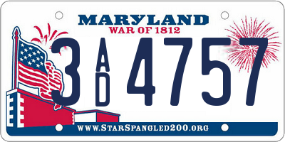 MD license plate 3AD4757