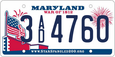 MD license plate 3AD4760