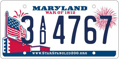 MD license plate 3AD4767