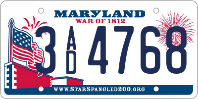 MD license plate 3AD4768