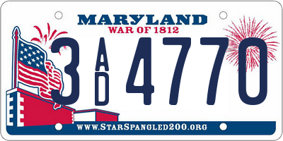 MD license plate 3AD4770