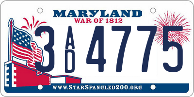 MD license plate 3AD4775