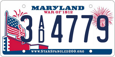 MD license plate 3AD4779