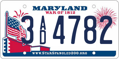 MD license plate 3AD4782