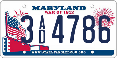 MD license plate 3AD4786