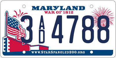 MD license plate 3AD4788