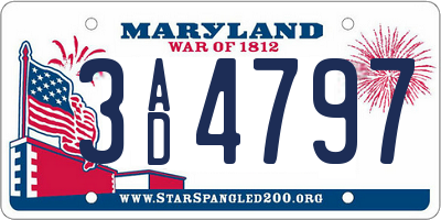 MD license plate 3AD4797