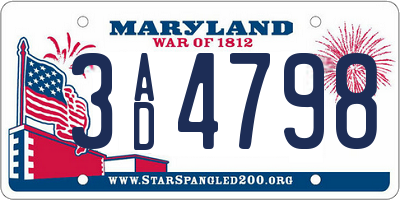 MD license plate 3AD4798