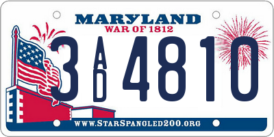 MD license plate 3AD4810