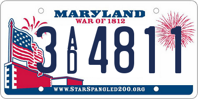 MD license plate 3AD4811