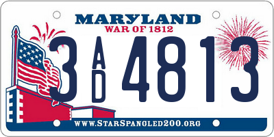MD license plate 3AD4813
