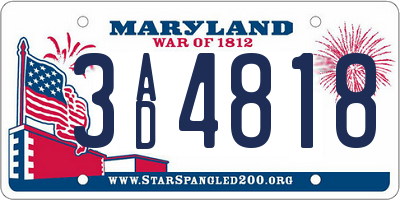 MD license plate 3AD4818