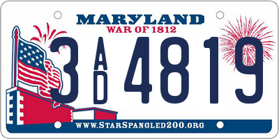 MD license plate 3AD4819