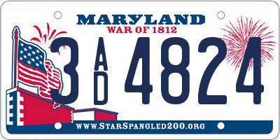 MD license plate 3AD4824