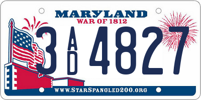 MD license plate 3AD4827