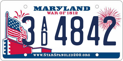 MD license plate 3AD4842