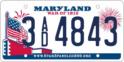 MD license plate 3AD4843