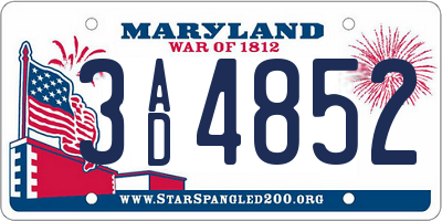 MD license plate 3AD4852