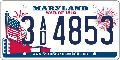 MD license plate 3AD4853