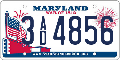 MD license plate 3AD4856