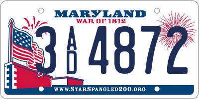 MD license plate 3AD4872