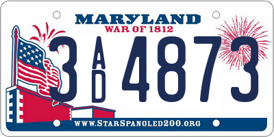 MD license plate 3AD4873