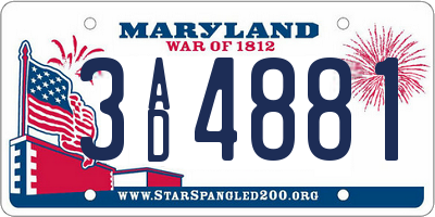 MD license plate 3AD4881