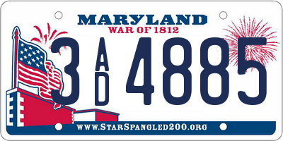 MD license plate 3AD4885