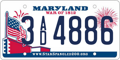 MD license plate 3AD4886