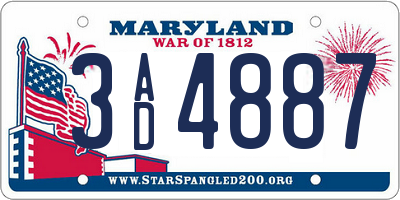 MD license plate 3AD4887