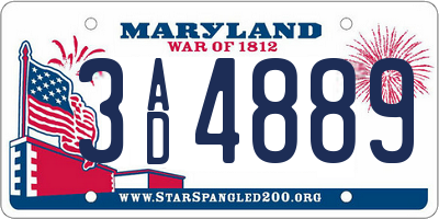 MD license plate 3AD4889
