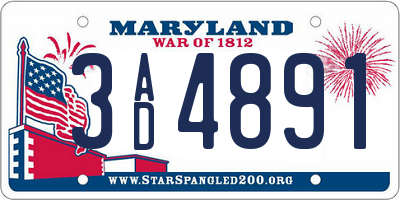 MD license plate 3AD4891