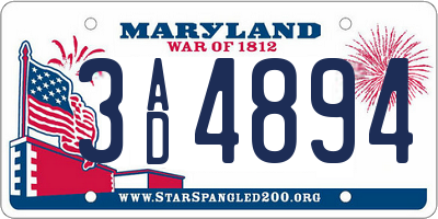 MD license plate 3AD4894